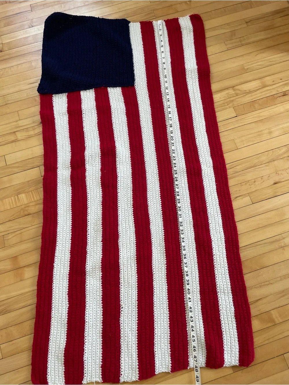 Handmade American flag crochet blanket